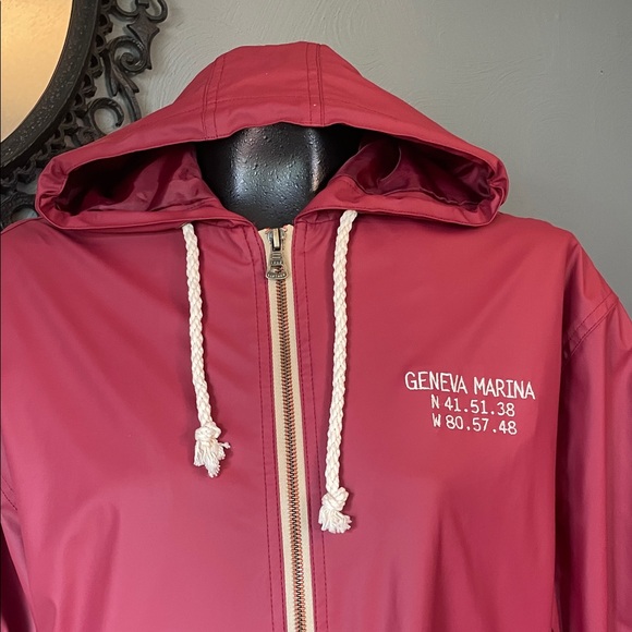 Red Hooded rain Jacket - Picture 2 of 5